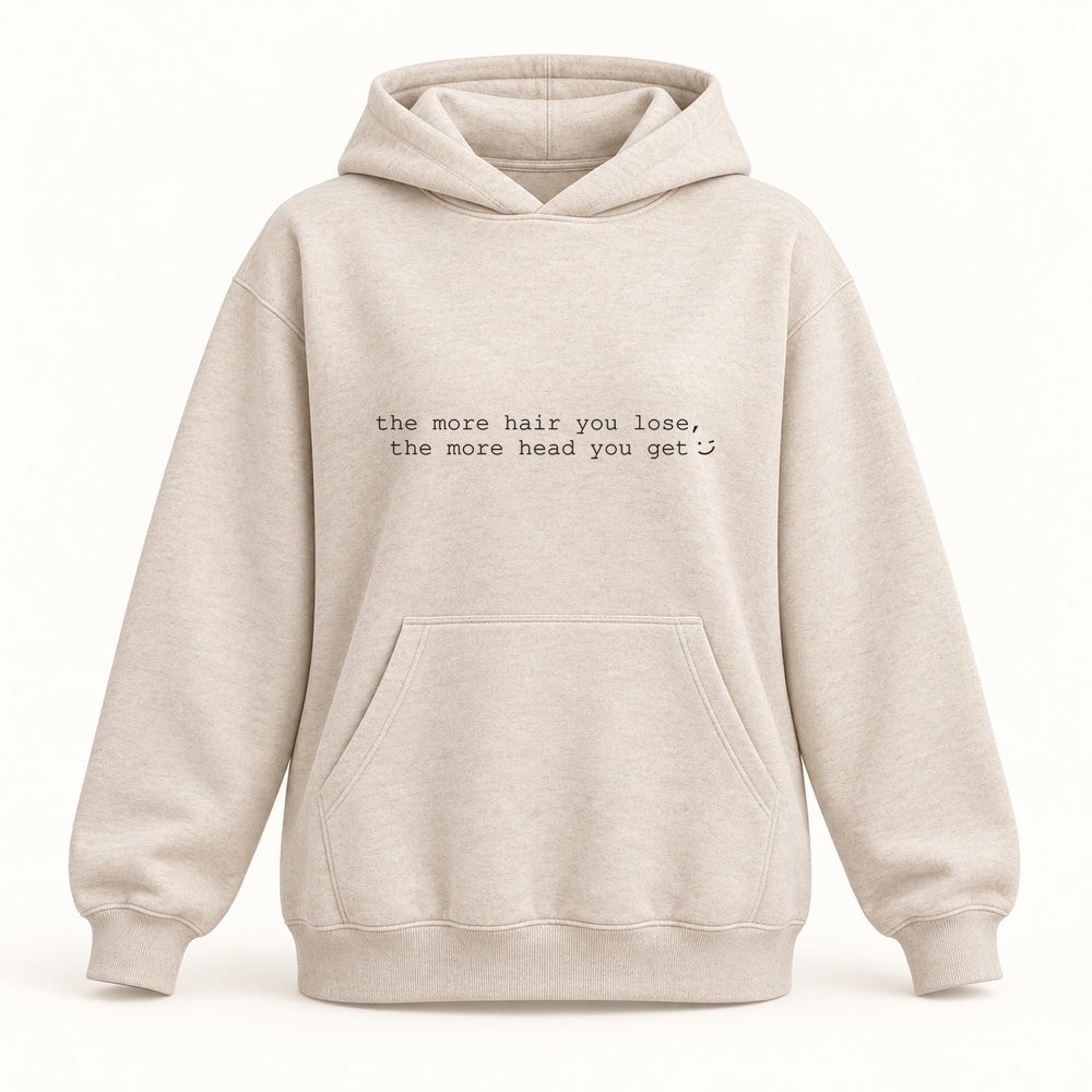 more hair more head hoodie in oatmeal